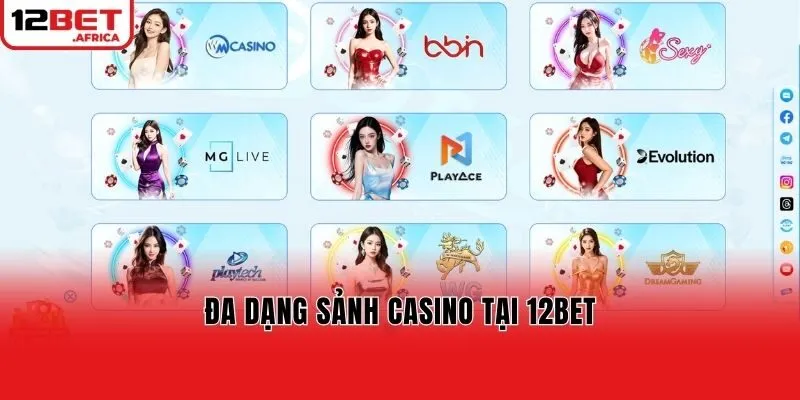 Đa dạng sảnh Casino tại 12bet