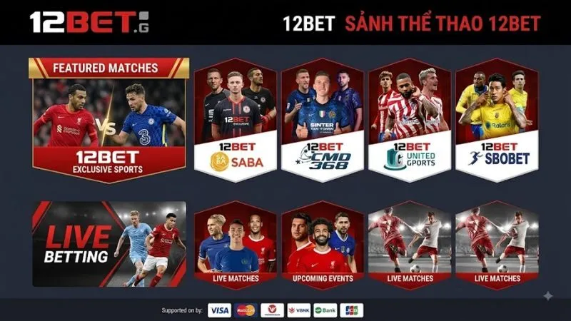Danh mục cá cược thể thao đa dạng tại sảnh 12BET sports trên thiết bị di động